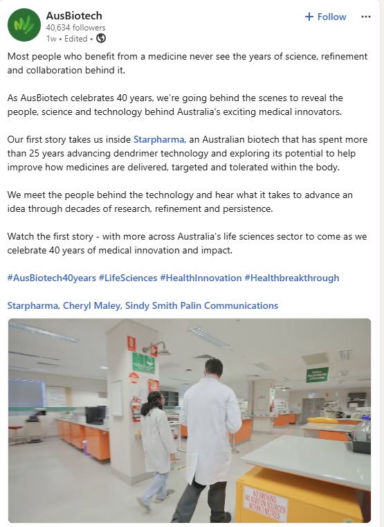 Palin social content for AusBiotech